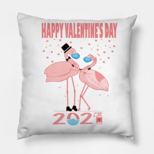 Happy valentine's day quarantined funny valentine 2021 flamingo lovers gift Pillow