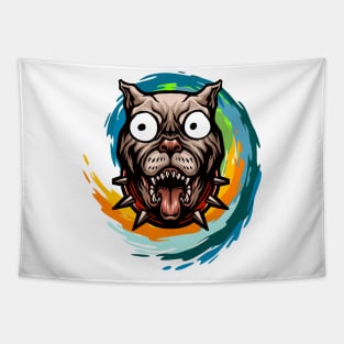 Funny Bulldog with Huge Bulging Eyes in a Spiral Tapestry