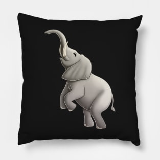 Cute elephant standing on the back legs. Pillow