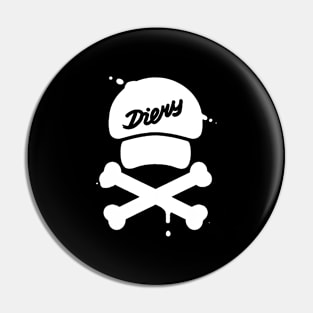 Diery Skull White Pin