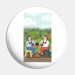 Twins at tea time Pin