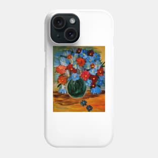 Some abstract carnations in blue and orange flowers Phone Case