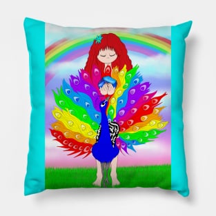 Crystal fairy and peacock friend Pillow