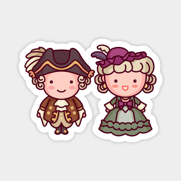 Kawaii King Louie XVI & Marie Antoinette Characters Magnet by SLAG_Creative