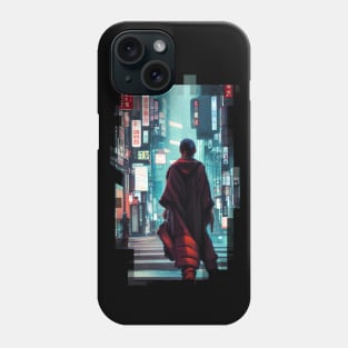 Cybermonk in the streets of Tokyo Phone Case