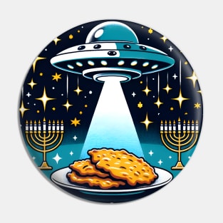 Funny Hanukkah Latke Alien - Take Me To Your Latke Pin