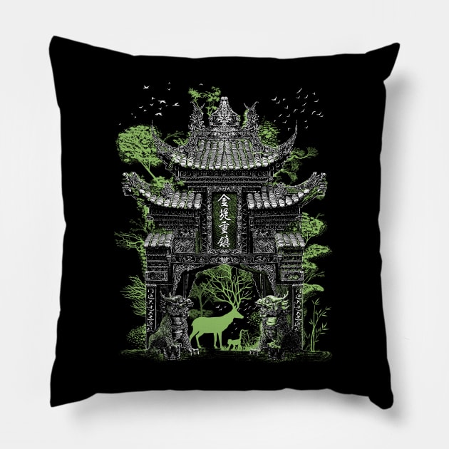 Chinese temple gate Pillow by albertocubatas