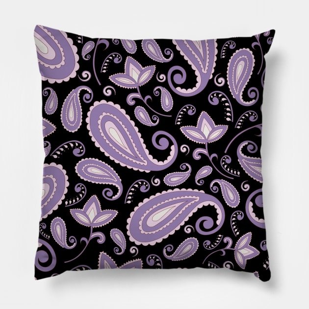 Purple Paisley Pattern Pillow by novaya