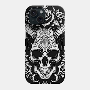 Serpentine Sorrow: Demon Skull & Rose Phone Case