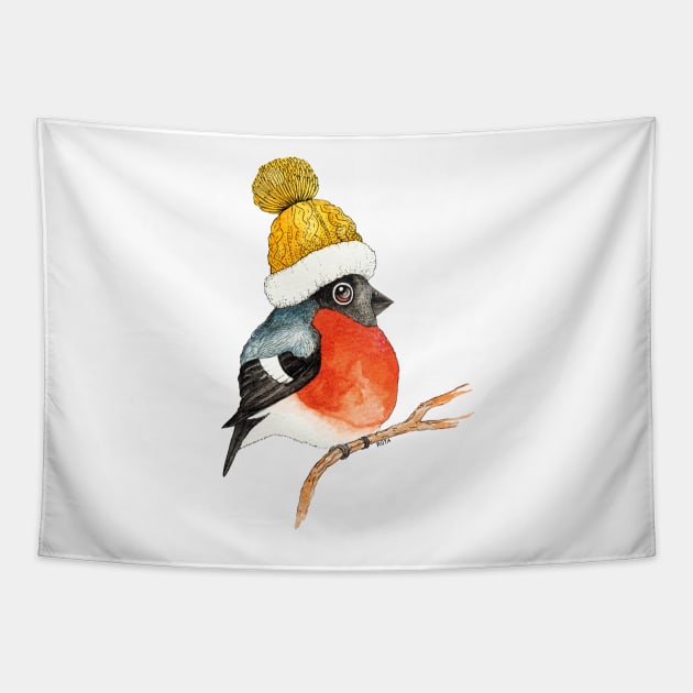 Bullfinch bird Tapestry by ruta13art