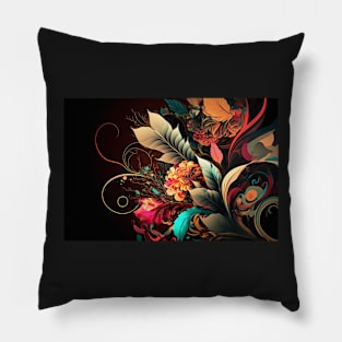 Abstract Floral Garden Botanical Print Pillow