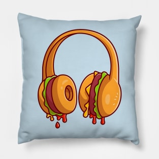 Burger Headphone Cartoon Pillow