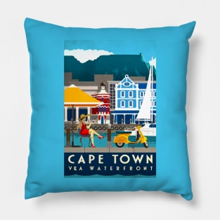 Vintage Travel Poster - Cape Town Pillow