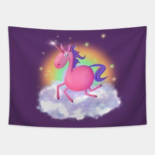 Magical Grace Face Unicorn Transcends Reality! Colorful Rainbow Fantasy Tapestry