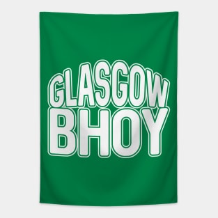 GLASGOW BHOY, Glasgow Celtic Football Club White and Green Text Design Tapestry