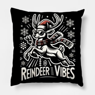 Reindeer Vibes Graphic Tee Pillow