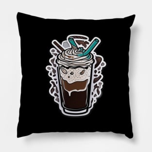 Ice Coffee Vintage Coffeebeans Retro Since Established Pillow