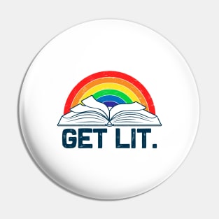 Get Lit Rainbow Funny Reading Literature Pin