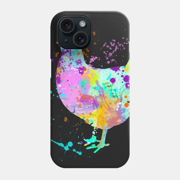 Chicken Watercolor Splash Art Love Chickens Phone Case by joannejgg