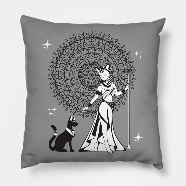 Egyptian Goddess Bastet Pillow by Hypnotic Highs