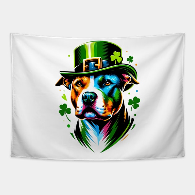 American Staffordshire Terrier Celebrates St. Patrick's Day Tapestry by ArtRUs