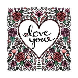 Love You Floral Heart T-Shirt
