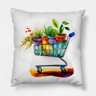 Shopping Cart of Plants Pillow