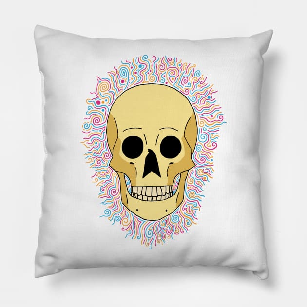 Trippy Skull Pillow by JLW