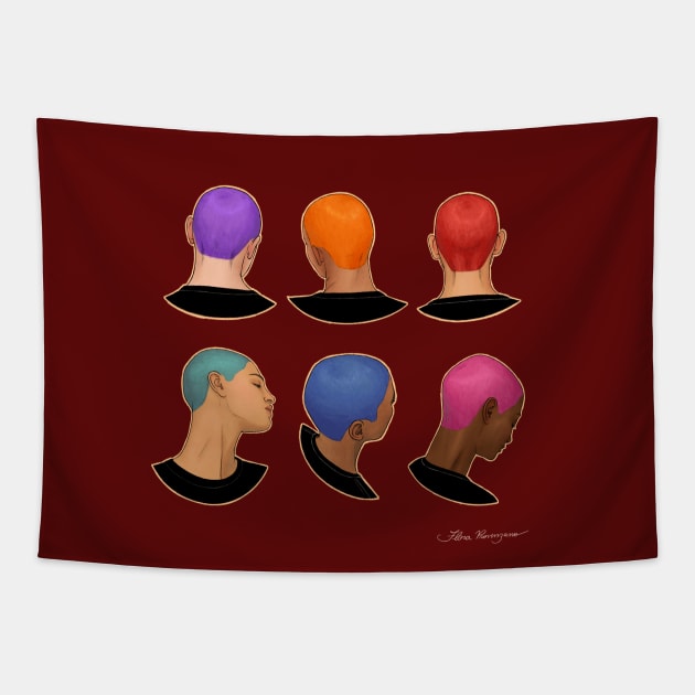 Bald heads Tapestry by Flora Provenzano