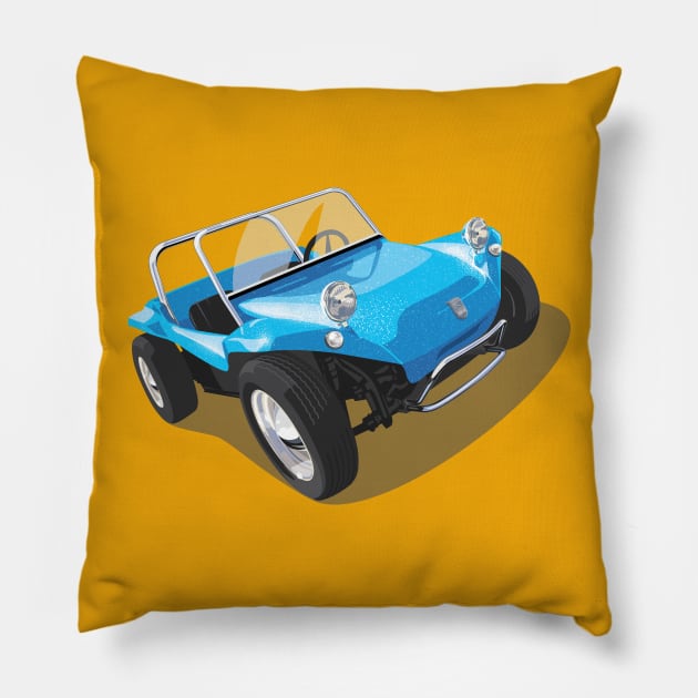 Beach Buggy in Blue Pillow by candcretro