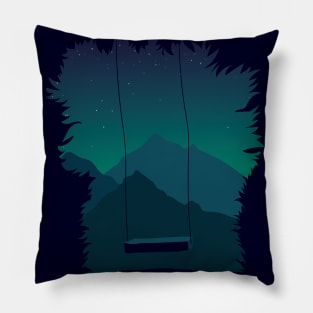 A Swing in the Dark I Mountains Nature Night Pillow