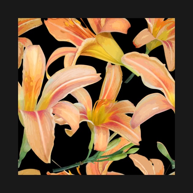 Tiger Lilies on Black by ArtticArlo