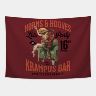 Distressed Horns & Hooves Krampus Bar Lets Party Naughty Christmas Tapestry