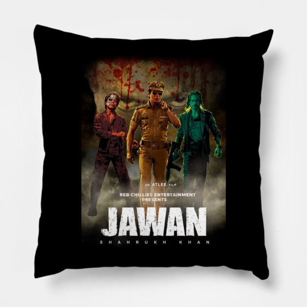 Jawan movie art Pillow by SAN ART STUDIO 