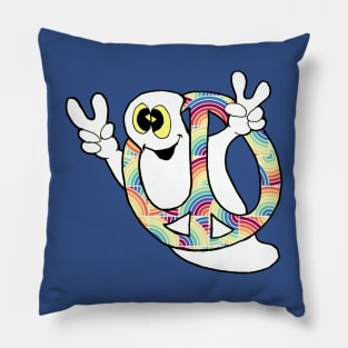 Peace ghost inside a rainbow peace sign Pillow