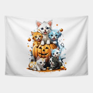 Kawaii Kittens And Dogs Playing Tapestry