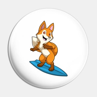 Fox as Surfer with Surfboard Pin