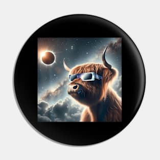 2024 Solar Eclipse Highland Cow ing Totality Pin