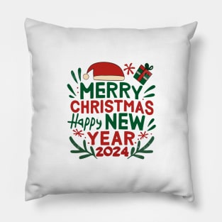 Merry Christmas & Happy New Year 2024 Pillow