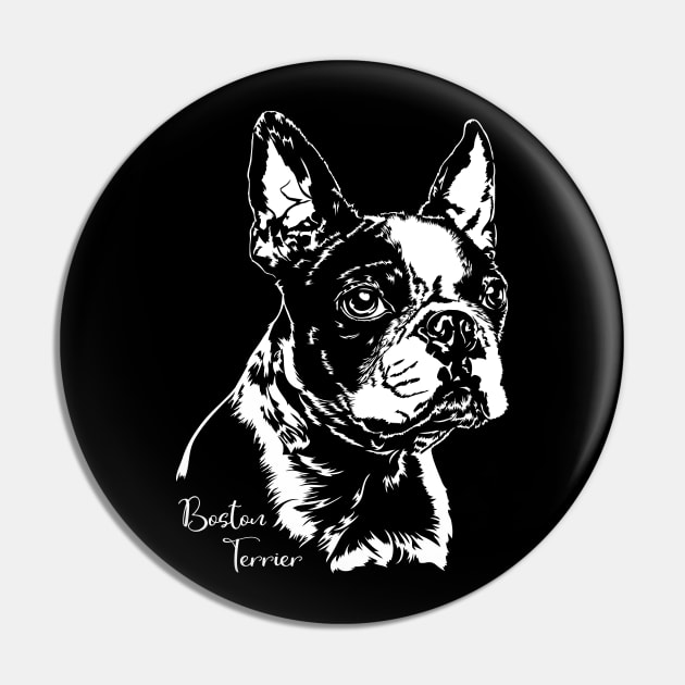 Boston Terrier Portrait dog lover gift Pin by wilsigns