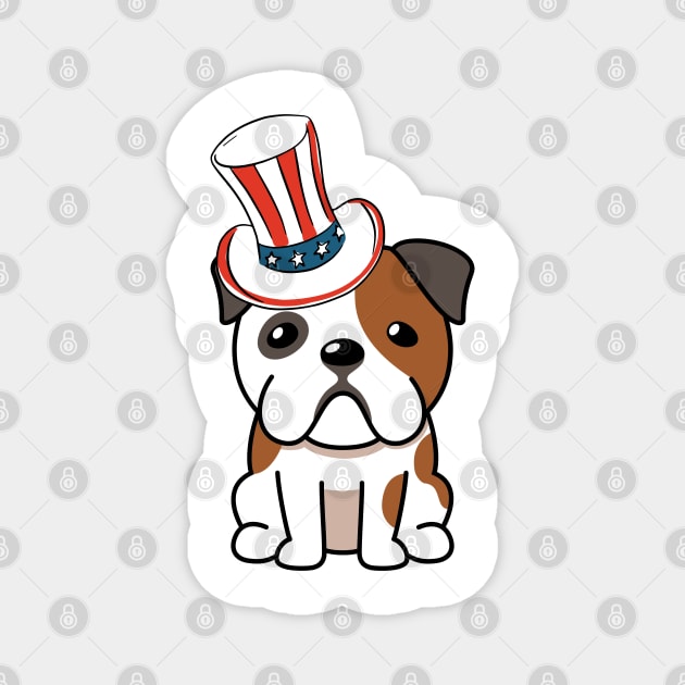 Funny bulldog is wearing uncle sam hat Magnet by Pet Station