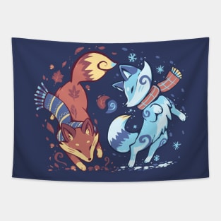 Autumn and Snow Fox Tapestry