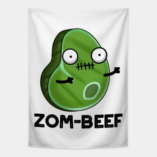 Zom-beef Cute Halloween Zombie Meat Pun Tapestry