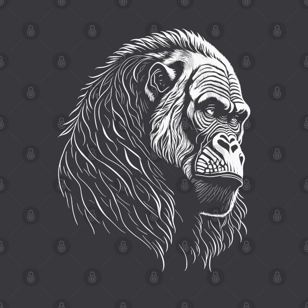 Gorilla in white by Javisolarte