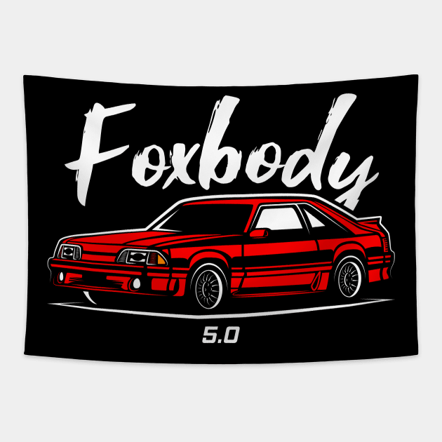 Red Racing Fox Body Stang Tapestry by GoldenTuners