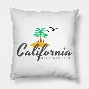 Surf and beach in California on a t-shirt Pillow