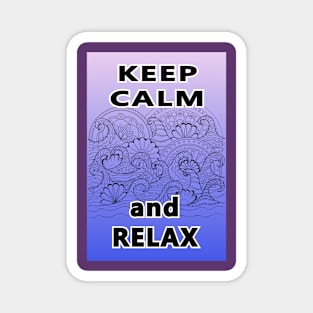 keep calm zen blue wave Magnet