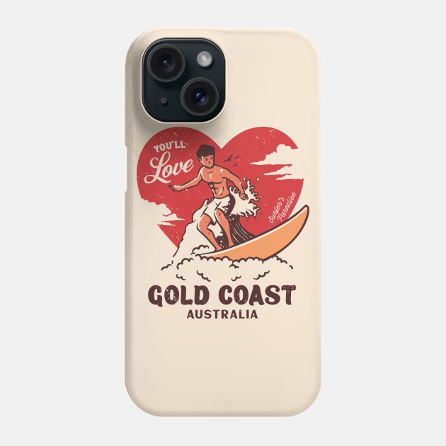 Vintage Surfing You'll Love Gold Coast, Australia // Retro Surfer's Paradise Phone Case by Now Boarding