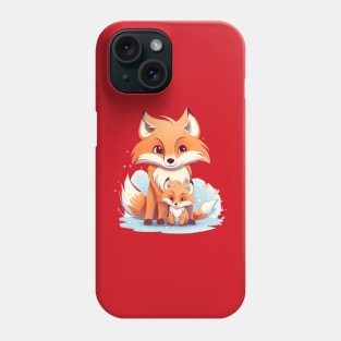 Mama Fox and Cute Baby Fox Phone Case