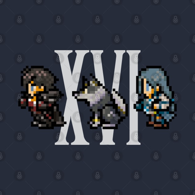 Clive, Torgal, and Jill XVI Design | FFXVI Pixel Party Members | Final Fantasy 16 | Dark Colors by AFKApparelGG